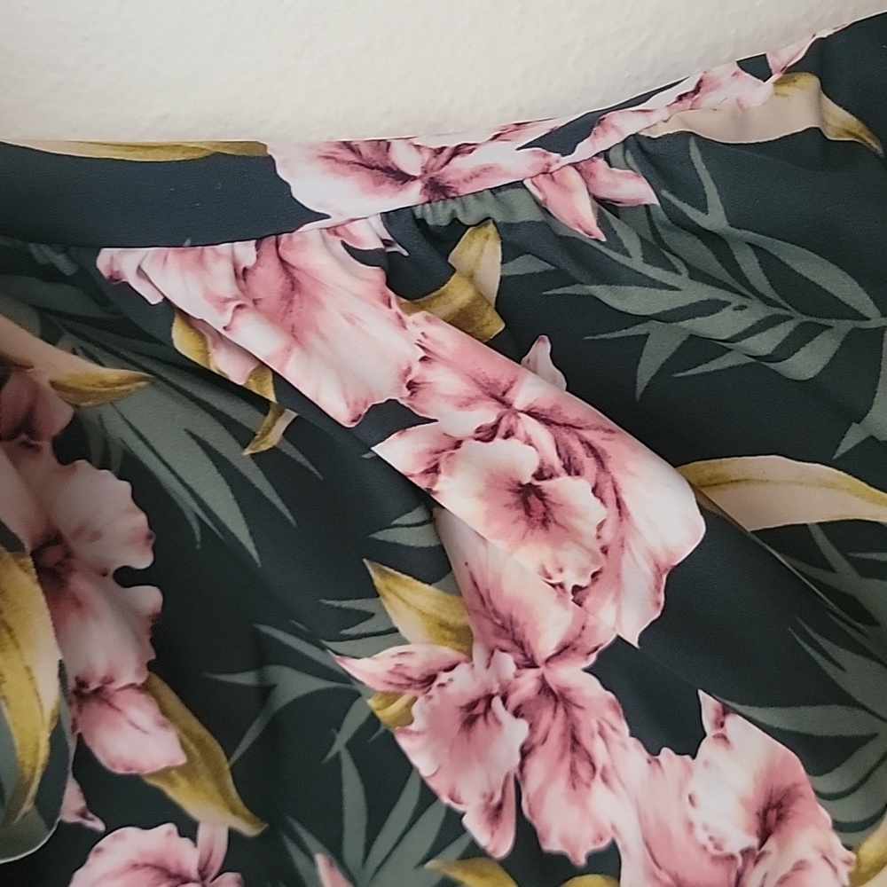 Kona Sol Grren & Pink Floral  Strapless One Piece Bathing Suit M - Picture 6 of 15